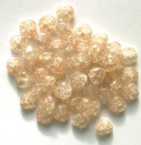50 8mm Champagne Crackle Glass Heart Beads